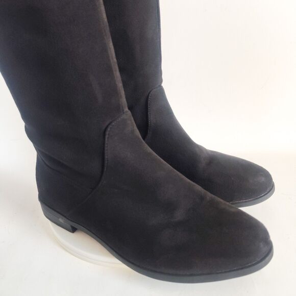 Dream Pair Thigh High Over The Knee Boots Size 8 Faux Suede Black Low Block Heel - Picture 4 of 16